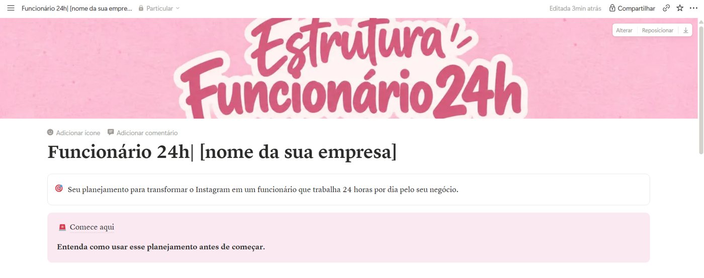 Página inicial da Estrutura Funcionário 24h no Notion