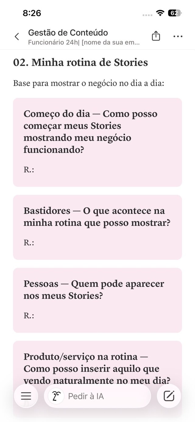 Rotina de Stories na Gestão de Conteúdo no celular